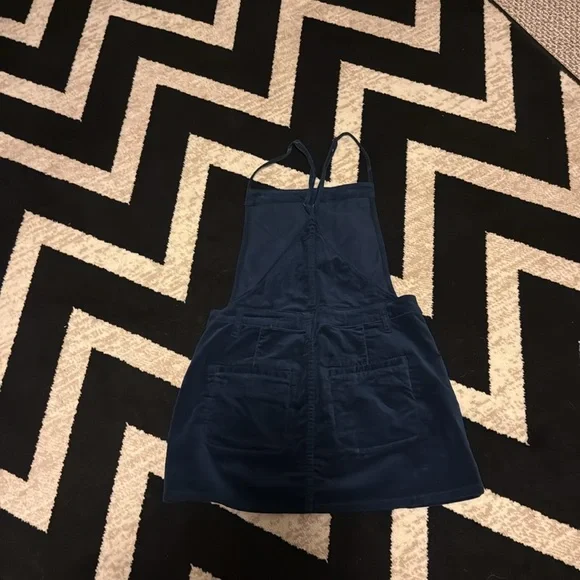 Free People Savannah Overall Navy Velvet Mini Dress 4 - Picture 4 of 7